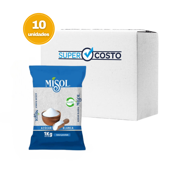 Caja 10 Paquetes de Azúcar Blanca 1kg. Misol