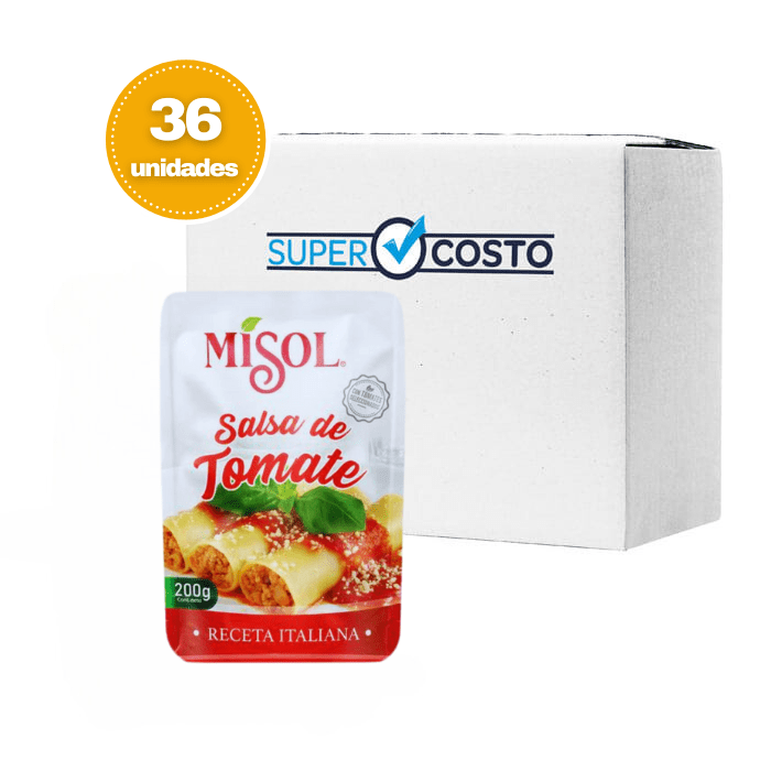 Caja 36 Sachet Salsa de Tomate Italiana 200gr. Misol