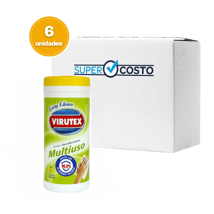 Caja 6 Paquetes Toalla Desinfectante Limón 75un. Virutex