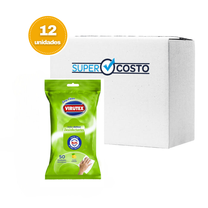 Caja 12 Paquetes Toalla Desinfectante Limón 50un. Virutex