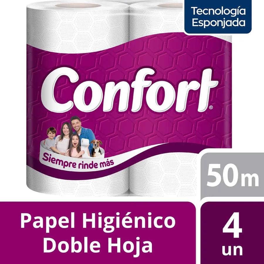 Manga Papel Higiénico Doble Hoja 8X4 rollos 50 MT. Confort