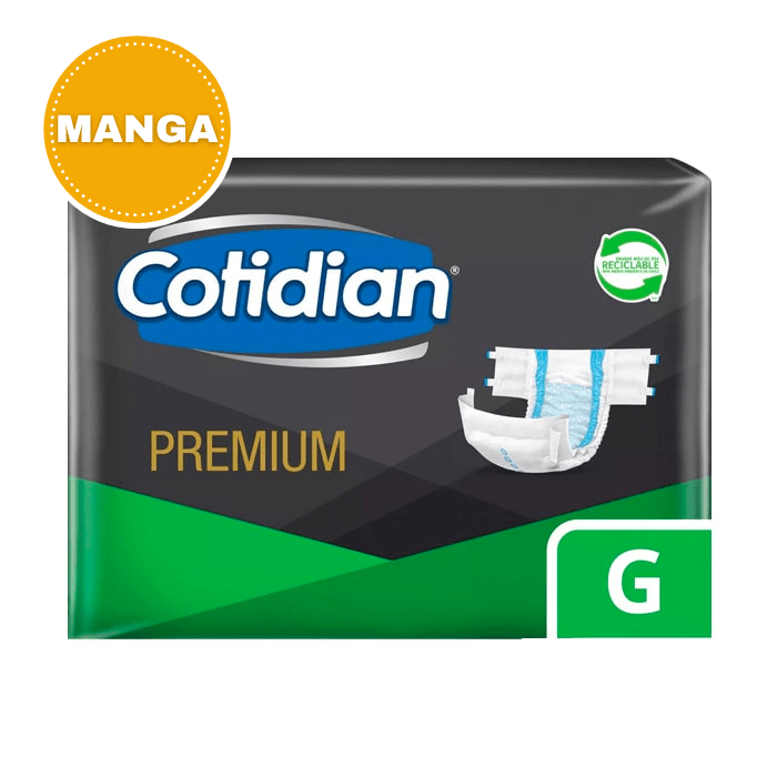4 Paq Pañal Cotidian Premium Talla G 20 Un + 1 Paq de esponja jabonosa  25un