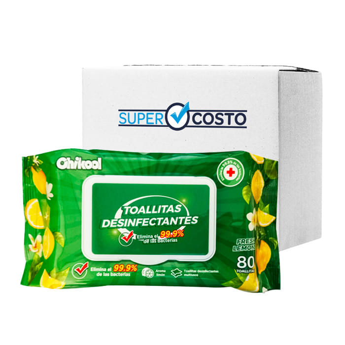 Caja 18 Paquetes Toallas Desinfectantes Limón 80 un.