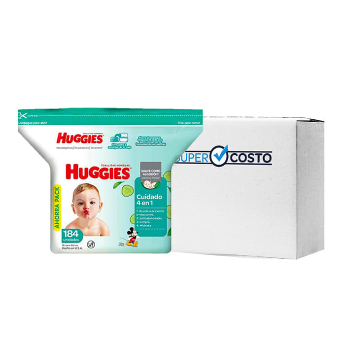 Caja 6 Paquetes Toallitas Húemdas Cuidado 4 en 1 - 184 un. Huggies