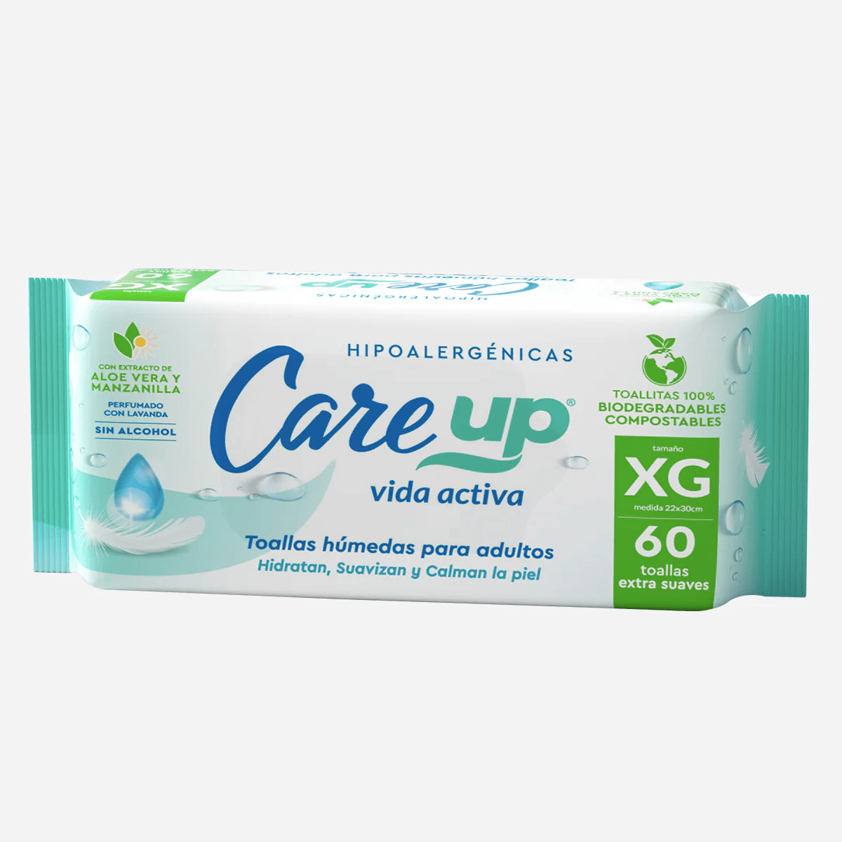 TOALLA HUMEDA ADULTO CARE UP x 60U. Medidas 22x30cms.