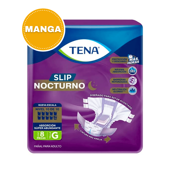 Manga 6 Paquetes Pañal Slip Nocturno Talla G 8 Un. Tena