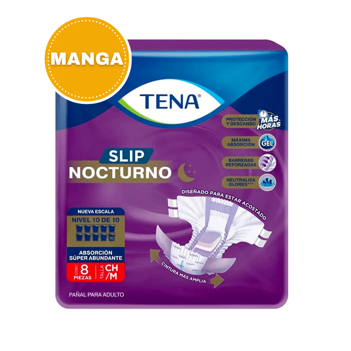 Manga 6 Paquetes Pañal Slip Nocturno Talla M 8 Un. Tena