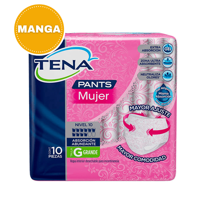 Manga 6 Paquetes Pants Mujer Talla G 10Un. Tena