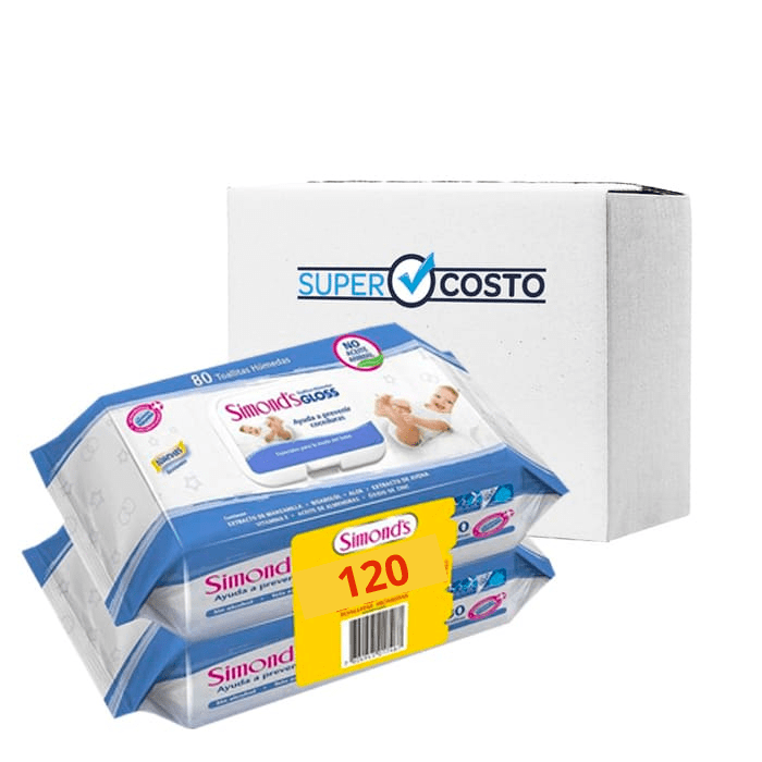 Caja 12 Packs Toallitas Húmedas Gloss 2x60 un. Simond's