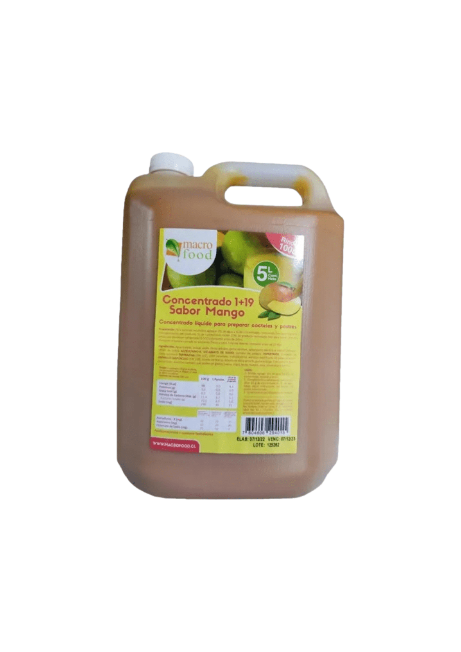 Concentrado Sabor Mango 5lt. (rinde 100 Litros) Macro Food