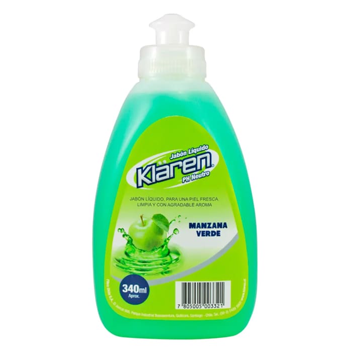 Jabón Líquido Manzana Verde 340ml. Klaren