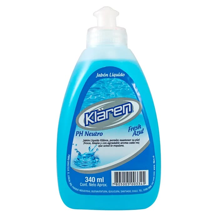 Jabón Líquido Fresh Azul 340ml. Klaren