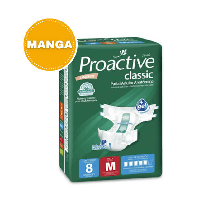 Manga 6 Paquetes Pañal Adulto Proactive Talla M 8 Un + 1 Sabanilla de Regalo.