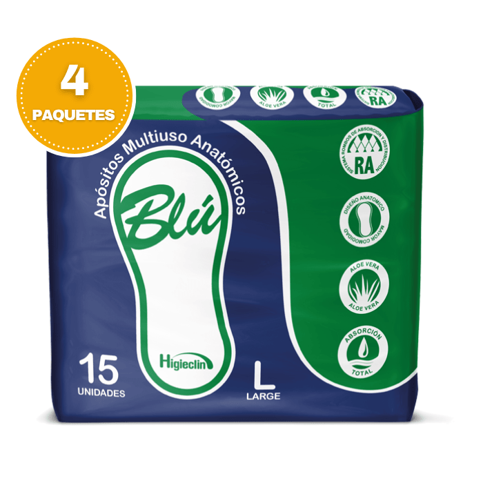 Pack 4 Paquetes Apósito Anatómico Blu Talla L 15 Un. Higieclin
