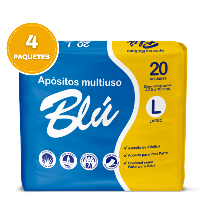 Pack 4 Paquetes Apósitos Blu Talla L 20 Un. Higieclin
