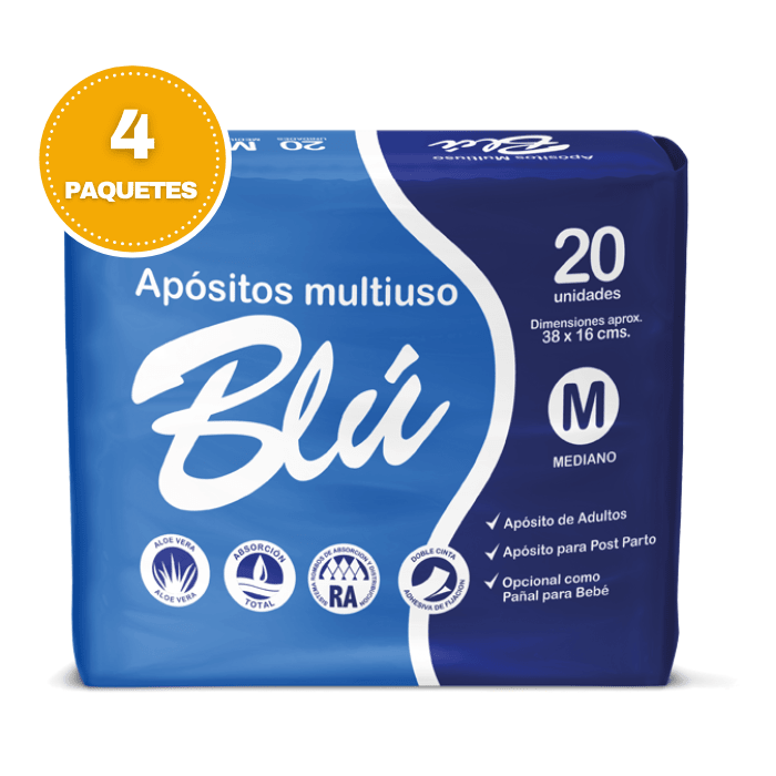 Pack 4 Paquetes Apósito Blu Talla M 20 Un. Higieclin
