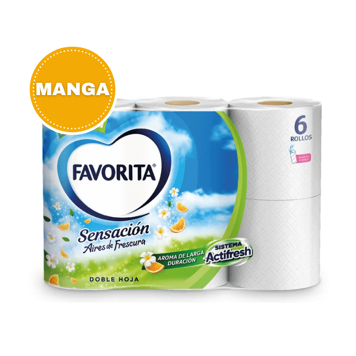 Manga 8 paquetes Papel Higiénico Sensación Doble Hoja 6 un 22 mt + 1 Servilleta Nova 150 Un de Regalo