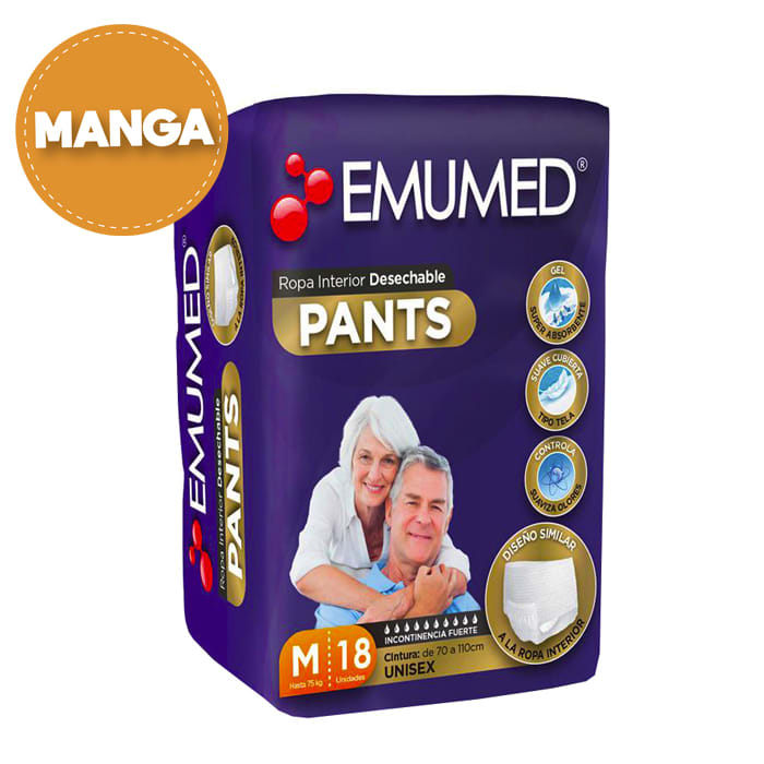 Manga 4 paquetes Calzón Talla M 18 un. Emumed Pants