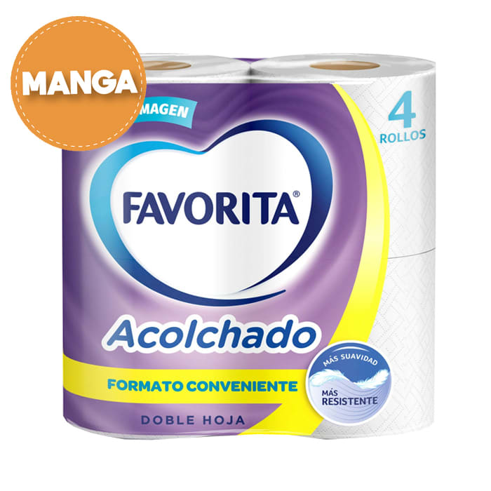 Manga 12 paquetes Papel Higiénico Acolchado Doble Hoja 4 un 22 mt + 1 Servilleta Nova 150 Un de Regalo