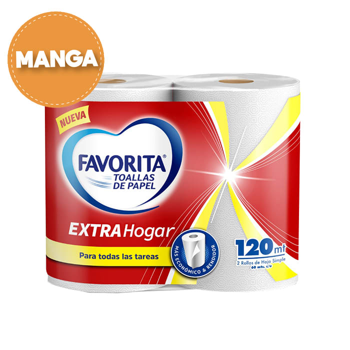 Manga 6 paquetes Toalla de Papel Extra Hogar 2 un 60 mt. Favorita