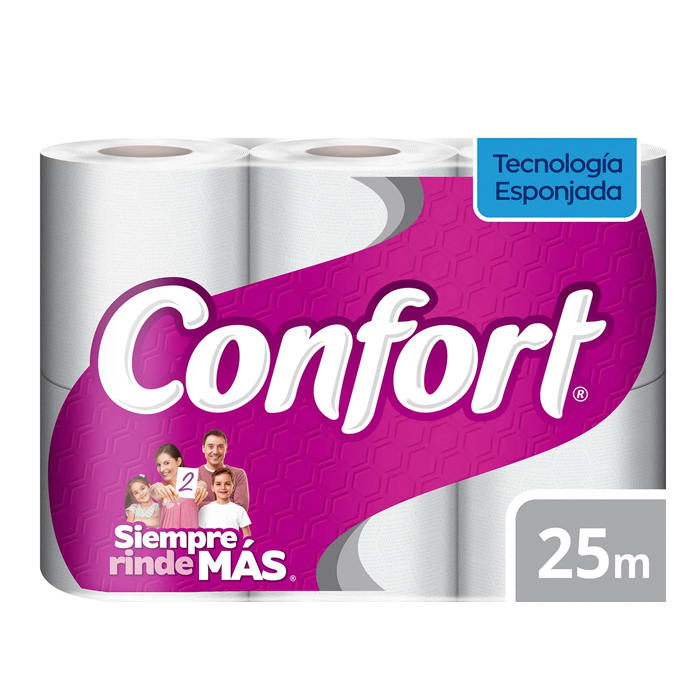 Papel Higiénico Doble Hoja 6 un 25 mt. Confort
