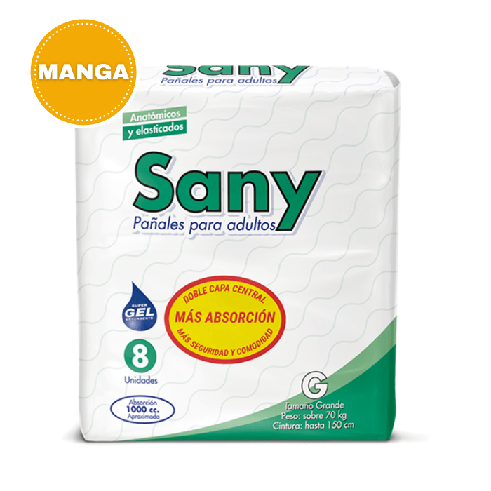 Manga 10 Paquetes Pañal Talla G 8 Un. Sany