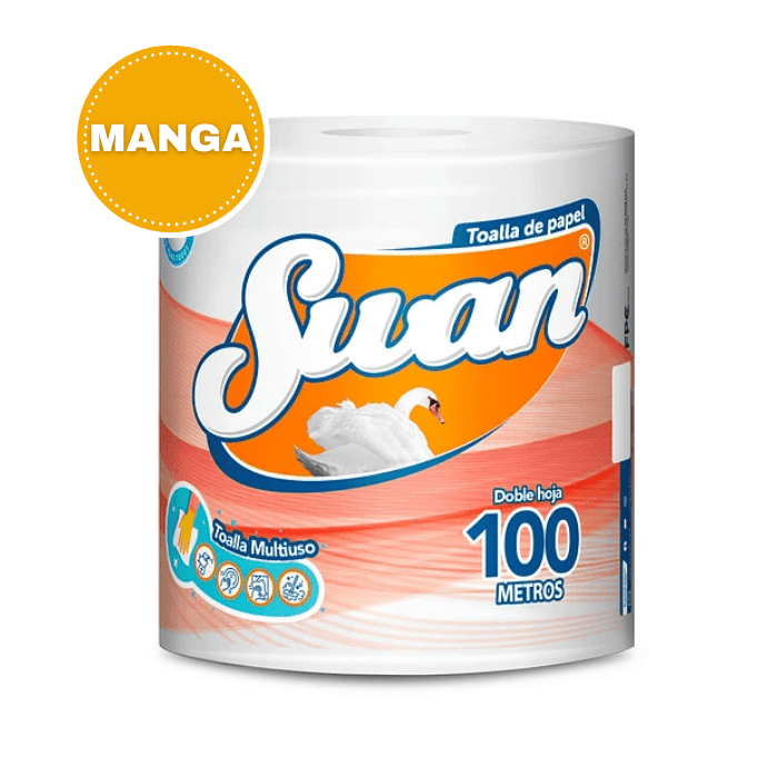 Manga 6 Rollos Toalla De Papel Gigante 100 Mt + 1 Servilleta Nova 150 Un de Regalo. Swan