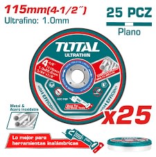 KIT X 25 DISCO DE CORTE 4 1/2 ESPECIAL PARA AMOLADORA 20V