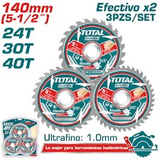 JGO X3PCS DISCO PARA MADERA 5 1/2'' 24T- 30T-40T