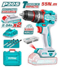 TALADRO ATORNILLADOR PERCUTOR BRUSHLESS 55 .M. 20V C/ CHUCK METALICO 13MM