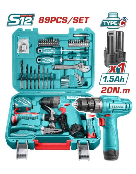 SET DE HERRAMIENTAS CON ATORNILLADOR 12V CON 89PCS1