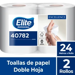 • Toalla Elite professional rollo doble hoja 24 mt x8 pq x2 un