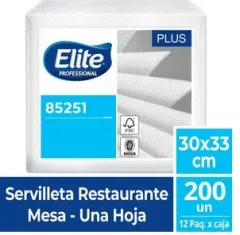 Servilleta Elite mesa restaurant 30x33 cm. 200 un. Caja 12 pq. Precio con IVA.