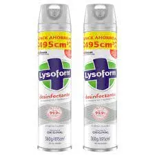 Lysoform desinfectante aerosol 495 ml. Pack x2 aroma original. Precio con IVA