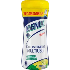 • Toalla desinfectante Igenix frasco aroma citrico 40 un