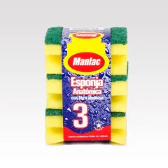 ESPONJA CON FIBRA ANATÓMICA PACK 3 UNIDADES MANLAC. PRECIO CON IVA