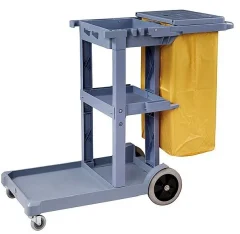 Carro janitor porta útiles de limpieza con bolsa y tapa. Precio con IVA.