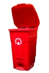BASURERO PEDAL 50 LTS. RECICLAJE CON RUEDAS COLOR ROJO