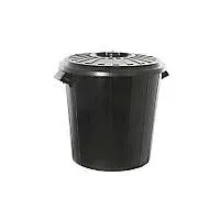 BASURERO REDONDO NEGRO CON TAPA 60 LTS.