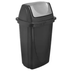 BASURERO TAPA BASCULANTE 60 LT.  NEGRO TAPA GRIS