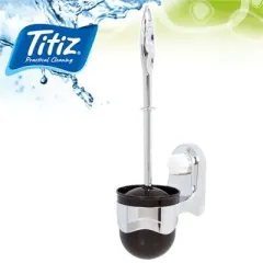 ESCOBILLA WC CON BASE  Y SOPORTE MURO CROMO TITIZ TP-323