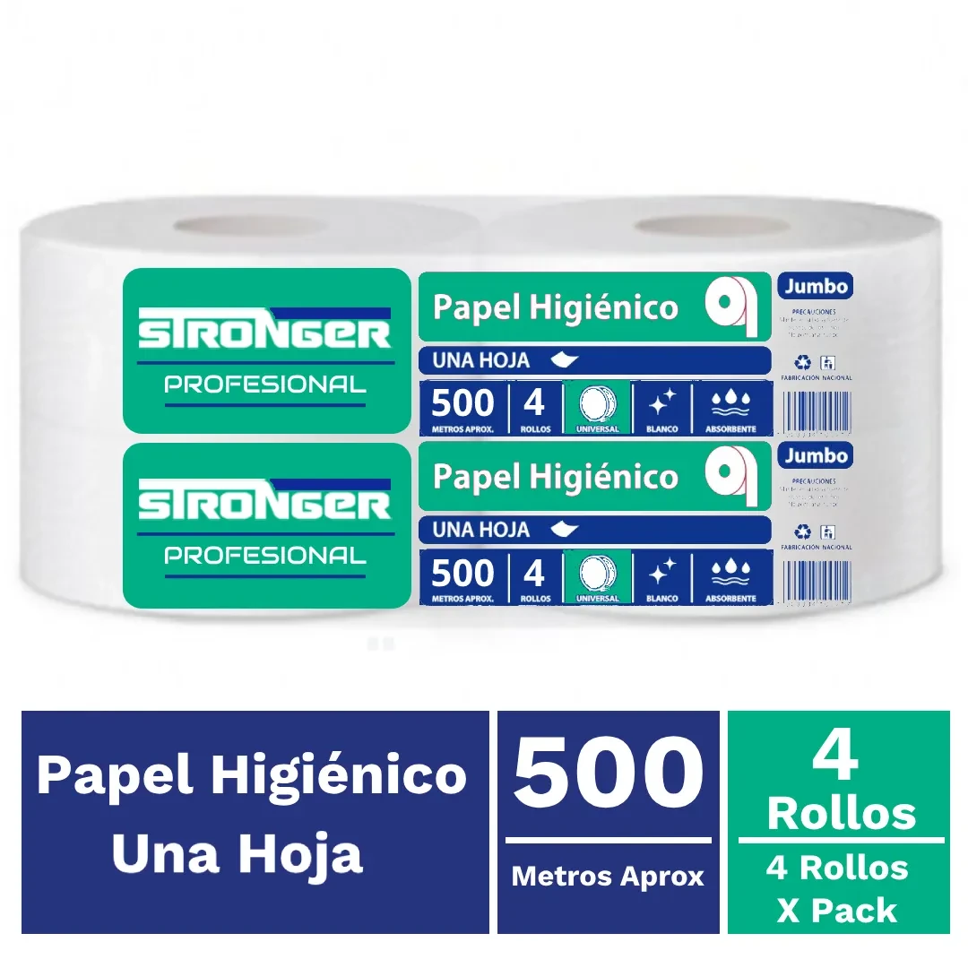 Papel higiénico jumbo premium 500 mt. x4 rollos. Precio con IVA1
