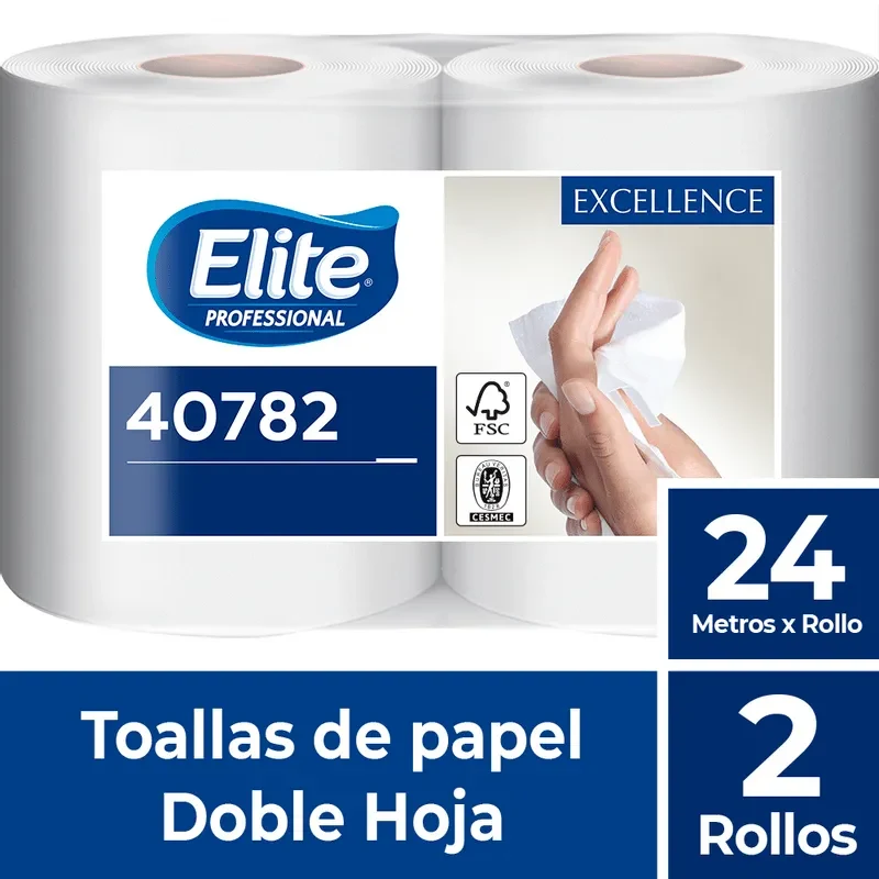 Toalla Elite Professional Rollo Doble Hoja 8 Pq x 2 Un x 24 Mts. Precio con IVA.1