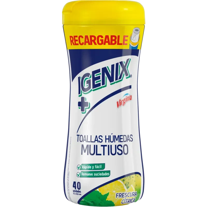 • Toalla desinfectante Igenix frasco aroma citrico 40 un1