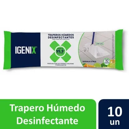 TRAPERO IGENIX HÚMEDO DESINFECTANTE 10 UNIDADES AROMA NARANJA1