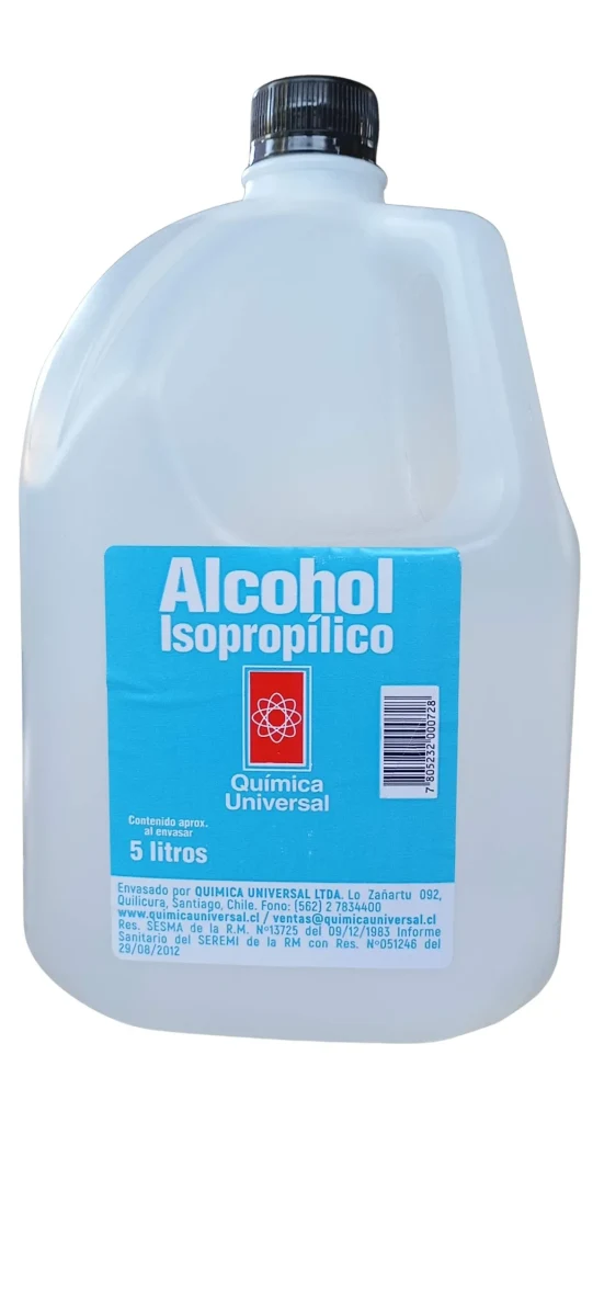 Alcohol Isopropílico 5 lt. 99% Química Universal. Precio con IVA1