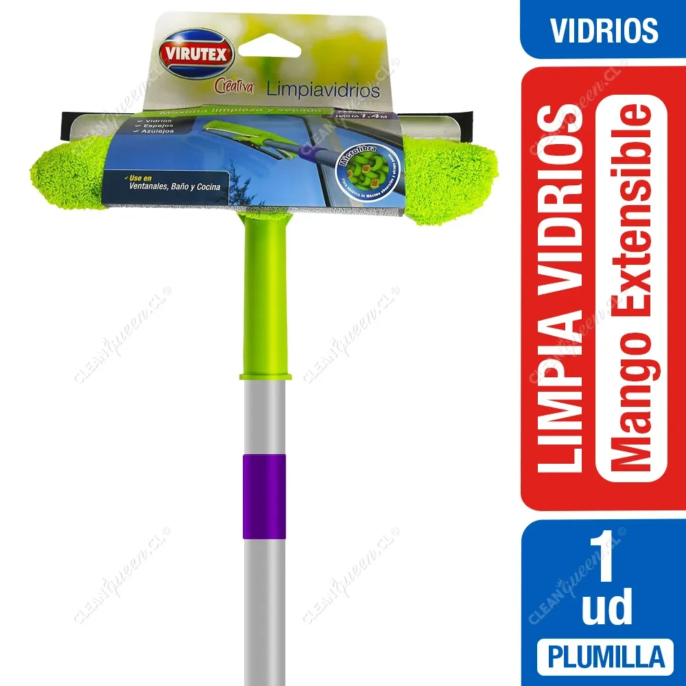 PLumilla limpiavidrios con chiporro Virutex y mango extensible 1.4 mt. Precio con IVA.1