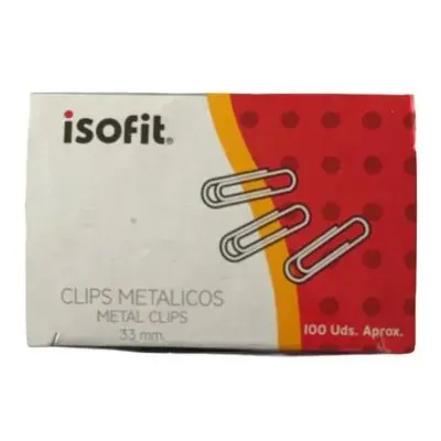 Clip Isofit Metálico Punta Redonda 33 mm Caja de 100 Unidades1