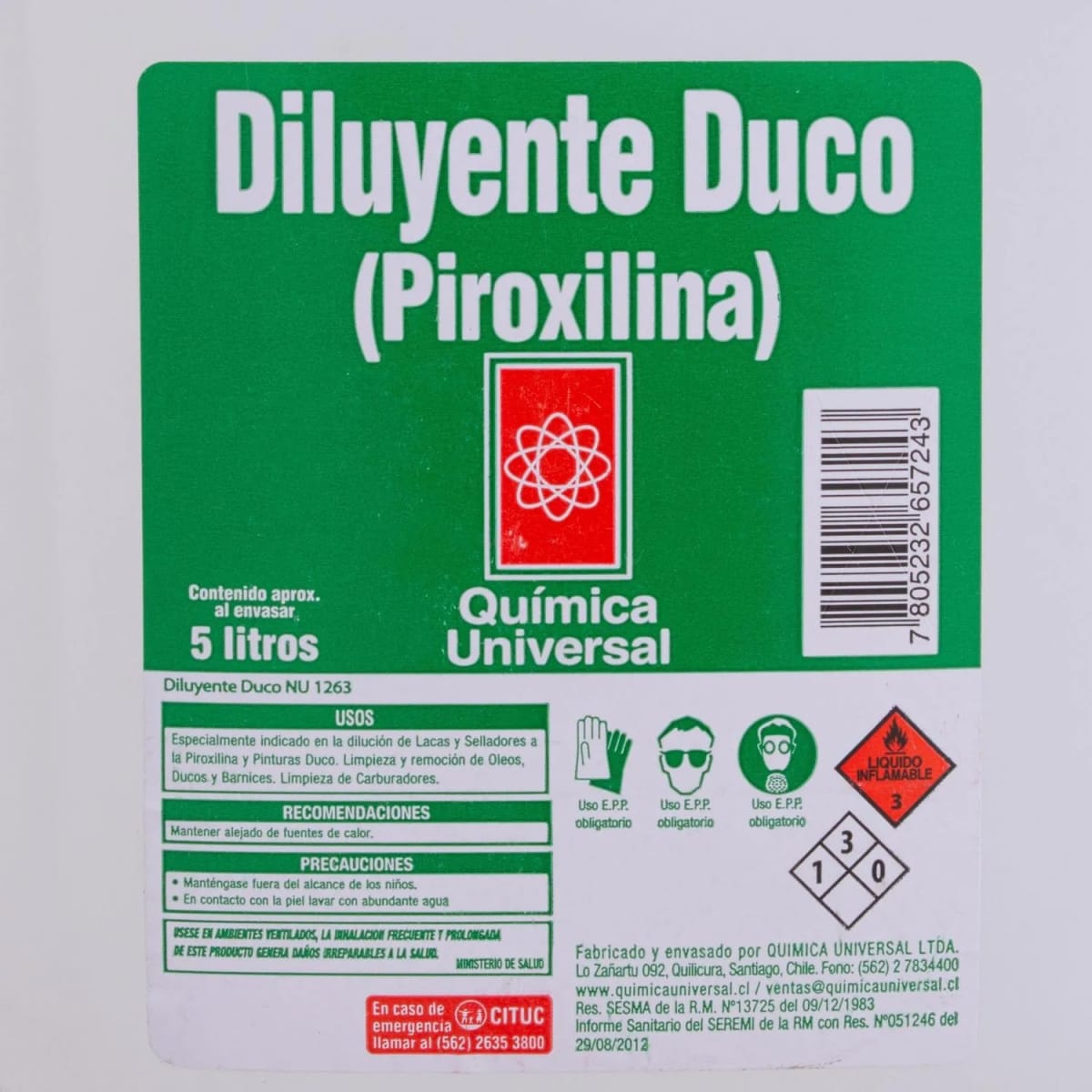 - Diluyente duco piroxilina 5 lt. Química Universal2
