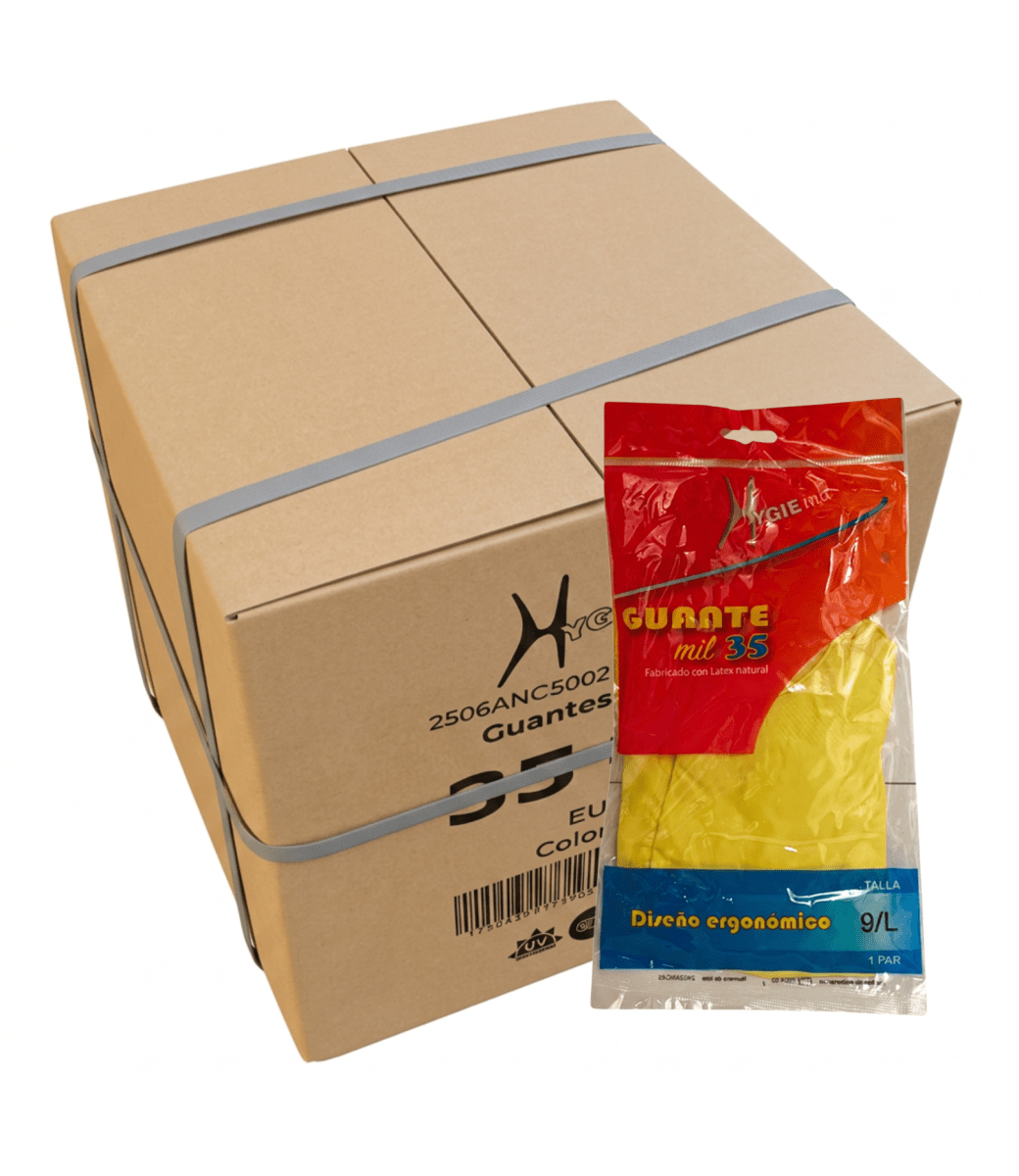 - Caja 144 pares guantes látex doméstico talla L2